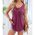 thumbnail image 5 of Women'S Flowy Tank Tops Summer Sleeveless Loose Fit Pleated Tunic Shirts Wine Red XL, 5 of 9