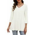 thumbnail image 3 of Weardear Womens V Neck 3/4 Sleeve Dressy Blouses Casual Loose Fit Tunic Tops Boho Business Blouses, 3 of 7