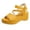 Yellow, variant on Rokment Womens Bow Platform Wedge Dressy Sandals Fashion Casual Leather Open Toe Ankle Strap Chunky Heeled Dress Summer Shoes for Bride Wedding Business Black Size 6