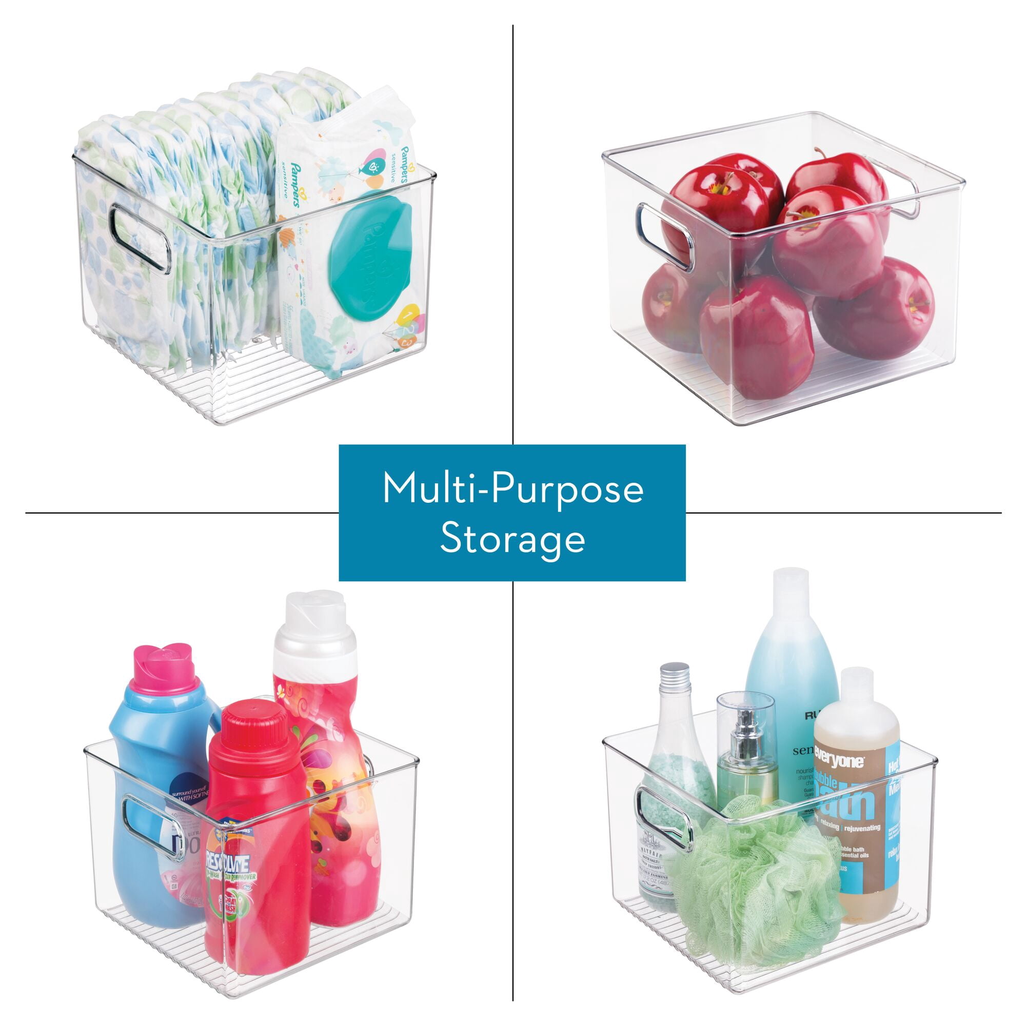 iDesign Stackable Bathroom Cabinet Organizer with Handles, Clear