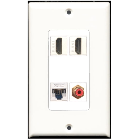 Ultra Spec Cables 2 Port HDMI 1 Port RCA Red 1 Port Cat5e Ethernet Wall Plate DecorZ