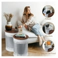 thumbnail image 5 of Farmhouse Accent Side Table, Rustic Storage Ottoman Seat Stool, Galvanized Antique Metal End Table Box Bin with Round Wood Lid, Coffee or Cocktail Table, Nesting Pieces Two (White Distressed), 5 of 6