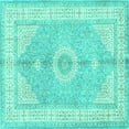 thumbnail image 1 of Ahgly Company Indoor Square Medallion Turquoise Blue Traditional Area Rugs, 6' Square, 1 of 4