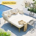 thumbnail image 2 of Outdoor Patio Daybed, Woven Nylon Rope Backrest with Washable Cushions for Balcony, Poolside, Beige, 2 of 5