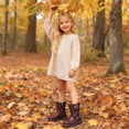 thumbnail image 4 of FUZHIQ Girls Dress Boots Ankle Boots for Girls Short Boots Girls Toddler Ankle Boots Low Heel Side Zipper Dress Booties,Brown,6.5-7 Years, 4 of 8