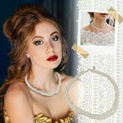 HUAZHAI Mother's Day Sale- 3 Triple Strand White Cultured Freshwater Pearl Necklace For Women Good Luste Anniversary Wife