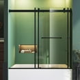 thumbnail image 2 of Bathtub Sliding Door 60"W x 56"H Tub Shower Door Bathtub Door Bathtub Glass Door Bathtub Double Sliding Shower Door 5/16" Tempered Glass with Explosion-Proof Film Stainless Steel Black, 2 of 9
