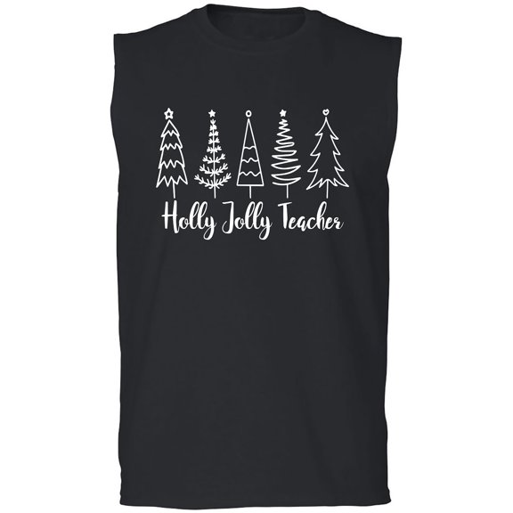 Holly Jolly Teacher Adult Sleeveless Tee