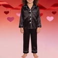 thumbnail image 2 of JAJAHO Girls Silk Satin Home Clothes 2 Piece Outfits Long Sleeve Button Down Collared Shirt And Pants Set For Kids 3-14 Years Soft Outfit, 2 of 4