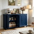 thumbnail image 6 of Atumcto Farmhouse Sideboard Buffet Cabinet, 4-Door Storage Credenza with Curved Raised Panel Doors, Blue, 6 of 10