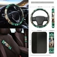 thumbnail image 3 of Renewold American Tribal Horse Green 12 Pcs Car Seat Covers Set, with Steering Wheel Cover Seat Belt Pads Armrest Prorector Trash Bin Sunglass Pocket Rear View Mirror Cover Coaster Keychain, 3 of 7
