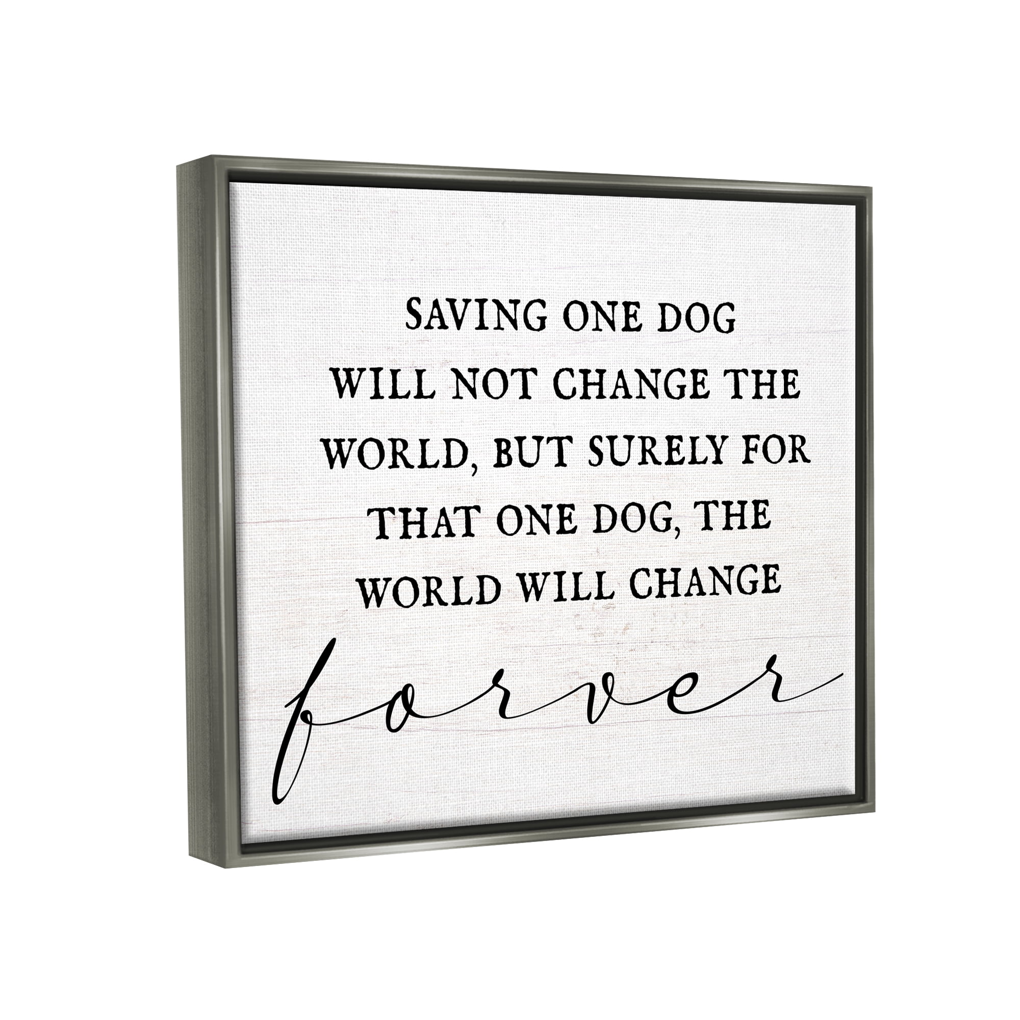 Stupell Industries Uplifting Rescue Dog Phrase Inspirational Painting Gray Floater Framed Canvas Art Print Wall Art, 21 x 17