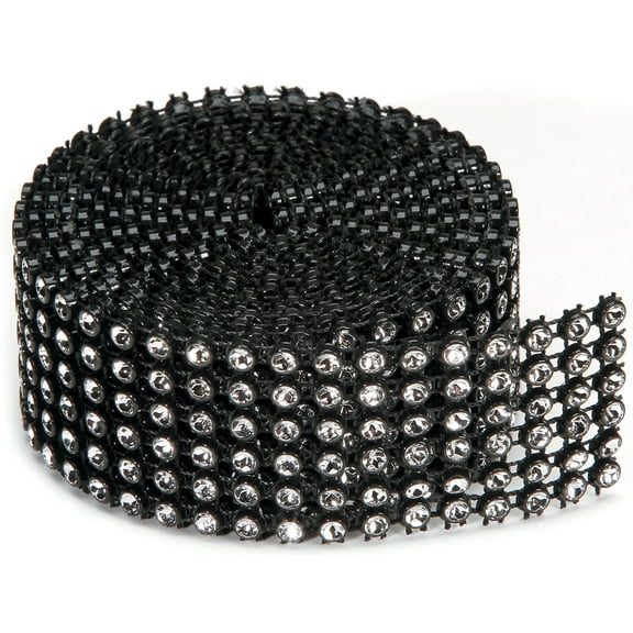 Bling On A Roll 4mmX2yd-6 Rows, Black & Silver