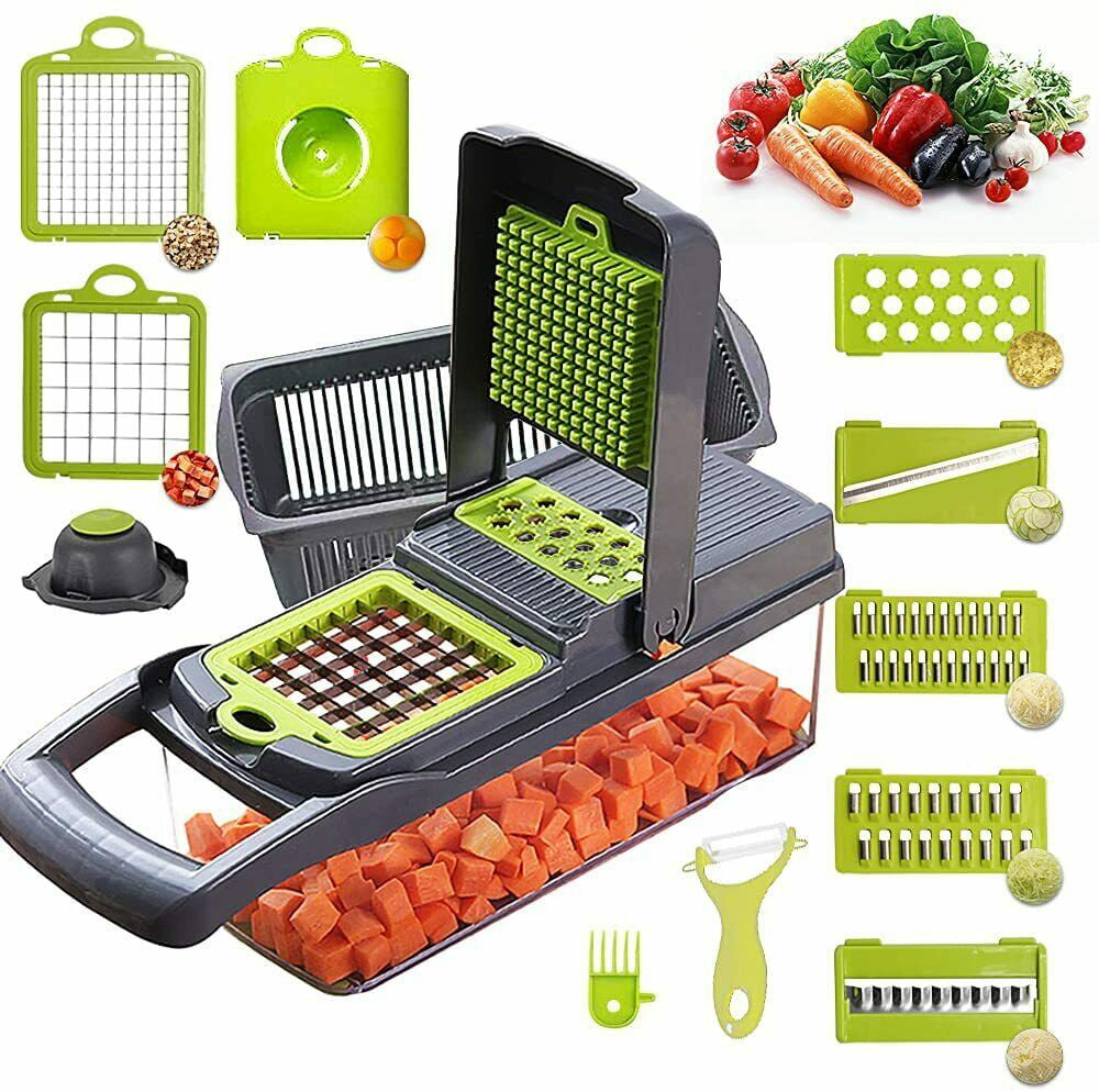 5-in1 Fruit Vegetable Cutter Slicers Set Chopper Stainless Steel Kitchen Tools 