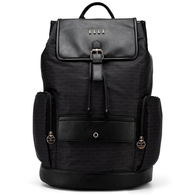 Mochila ELLE Eleganza Monograma 25L Negro Poliéster Twill