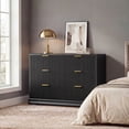 thumbnail image 2 of Homall Fluted 6 Drawers Dresser for Bedroom, 48" Modern Chest of Drawers with Metal Handle, Wood Closet Storage Organizer for Living Room, Black, 2 of 7