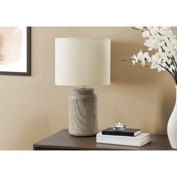Lighting - 17"h - Table Lamp - Taupe Resin - Ivory/Cream Shade