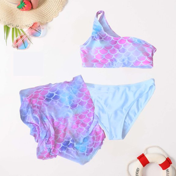 SHenli Girls Tankini Swimsuits 7-8 Rash Guard Bikini Sets for Teen Girls Adjustable Strap Tankini Sets 3pcs Ruched Side Girls Bathing Suit size 6