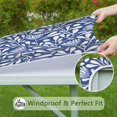 thumbnail image 6 of Blue Floral and Leaf Pattern Square Fitted Tablecloth with Elastic Edge,Square Table Cover,Washable Elastic Table Cover for Home Kitchen Party Decor 34"x34", 6 of 6