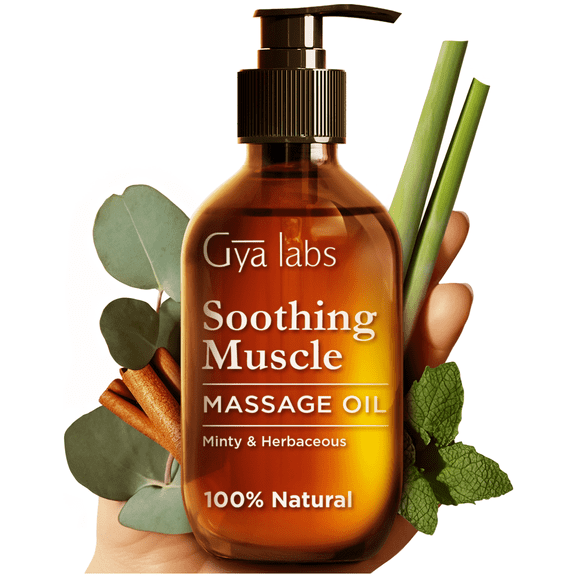 Gya Labs Soothing Massage Oil for Massage Therapy - Spa Quality Warming Massage Oil - Infused with Peppermint & Cinnamon for Full Body Oil Massage (6.76 fl oz)
