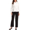thumbnail image 2 of INSPIRE CHIC Ruffle Shirt for Women's Long Sleeve Button Up Office Work Blouse M White, 2 of 6