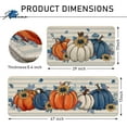 thumbnail image 2 of Fall Blue White Pumpkin Kitchen Rugs Set of 2, Autumn Sunflower Stripes Kitchen Mats Decor, Thanksgiving Seasonal Floor Door Mat Home Decorations - 17x30 and 17x47 Inch, 2 of 5