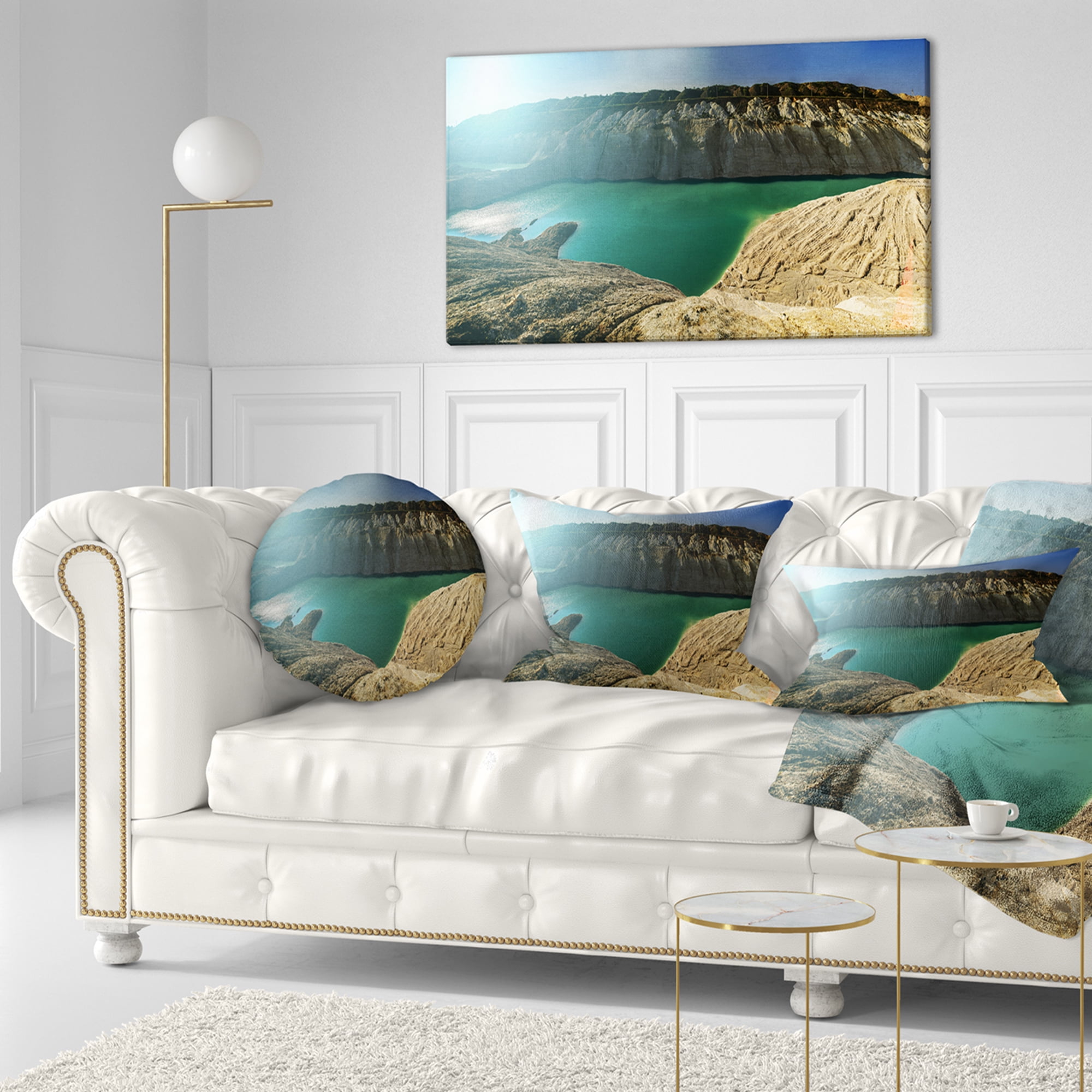Designart 12" x 20" Blue Polyester Throw Pillow