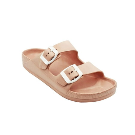 Women's Lightweight Comfort Soft Slides EVA Adjustable Double Buckle Flat