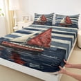 thumbnail image 3 of Feelyou Vintage Red Sailboat Queen Sheet Sets, Rustic Lodge Cabin Flat Sheet, Teens Boys Girls Kids Queen Fitted Sheet, Super Cozy Room Decor, 4-Piece, 3 of 7