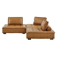 thumbnail image 5 of Modway Saunter 3-Piece Modern Tufted Faux Leather Sectional Sofa in Tan, 5 of 7
