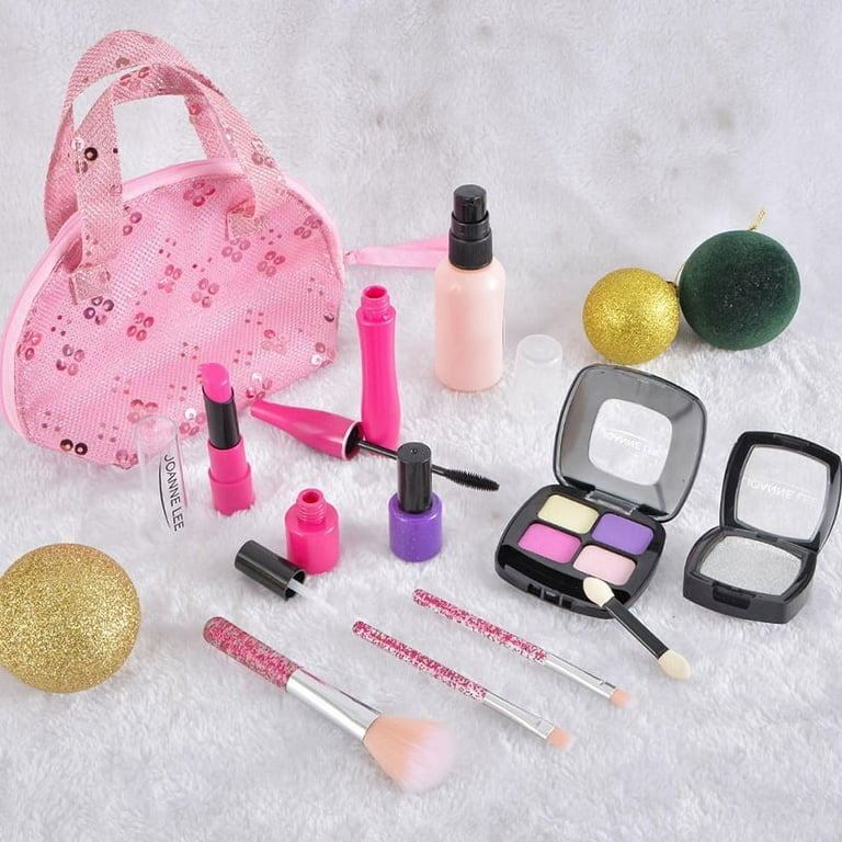 Lnkoo Girls Pretend Play Makeup Sets Fake Make Up Kits with Cosmetic Bag for Little Girls Birthday Christmas Gift , Toy Makeup Set for Toddler Girls