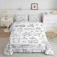 thumbnail image 2 of Feelyou Plane Aircraft Print Bedding Comforter Set for Kids, White Car Train Truck Twin Comforter Sets, Cartoon Vehicle Theme Reversible Bedding Set, Microfiber Bedroom Decor, 2pcs, 2 of 8