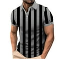 thumbnail image 4 of DAFPZW Mens Black Striped Dress Shirt Color Block Short Sleeve V-Neck Blouse Plus Size Regular Fit Athletic Gym Tee Tops, 4 of 7