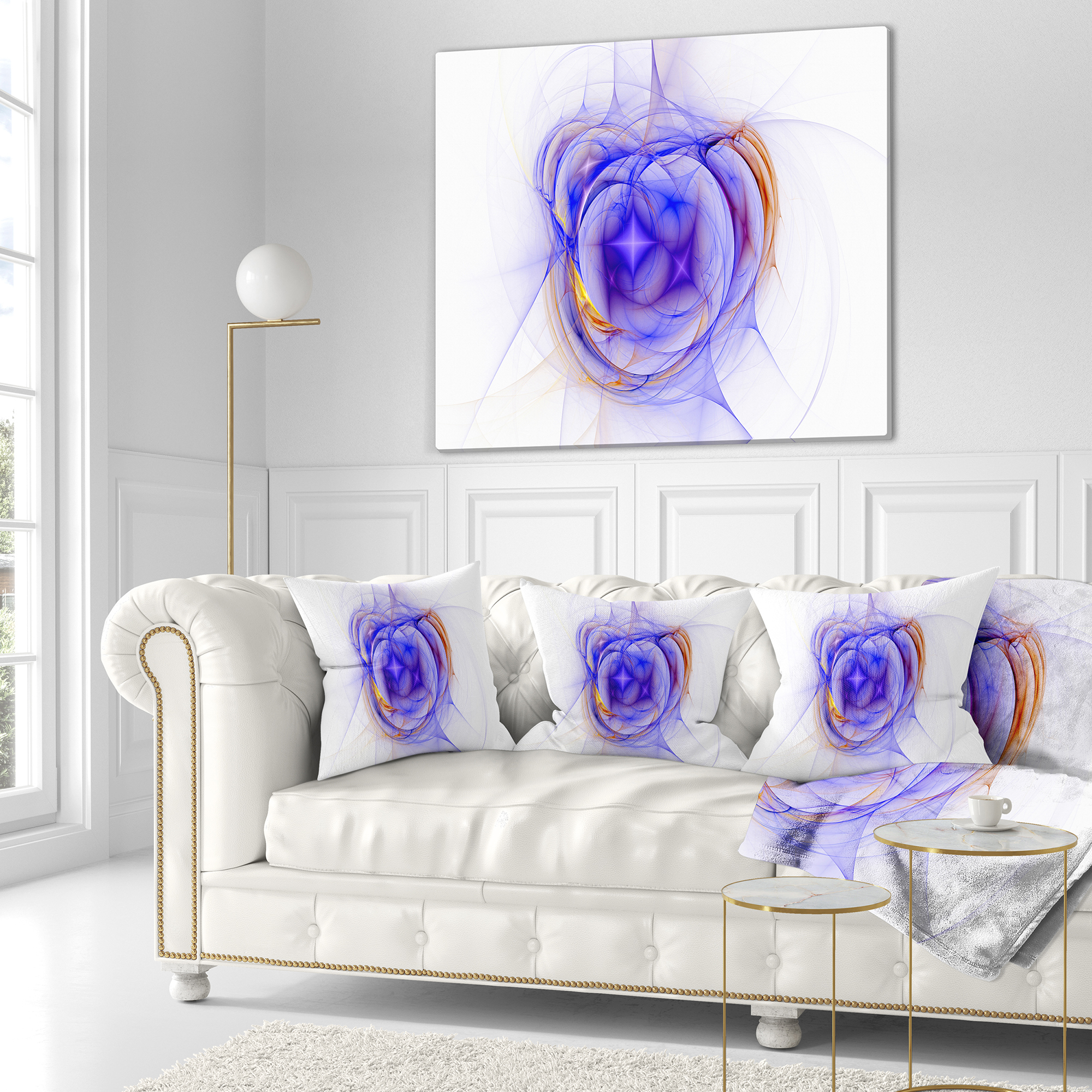 Designart Blue Bright Star Nebula - Abstract Throw Pillow - 16x16