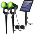 thumbnail image 1 of Lámpara solar para exteriores, foco solar impermeable IP65 de 4000 mAh con panel solar, luz de iluminación solar para exteriores ajustable para decoración de jardín, luz de 2 (verde), 1 of 5