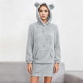 thumbnail image 2 of HAPIMO Women's Cute Teddy Bear Ears Hoodies Loose Long Sleeve Tops Solid Long Sweatshirts Casual Fleece Homewear Comfy Sleepwear Gray XL, 2 of 9