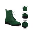 thumbnail image 3 of BLISSFUL STEP Round Toe Combat Boots Low Block Heel Ankle Boots for Women Green 6.5, 3 of 8