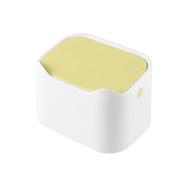 Bin de desecho de escritorio de plástico con tapa de basura de doble capas Cat Aftual Tiny Dedam Bedlet Barbing Bass Bassorizer Suministros amarillos blancos Inevent HA011433-03