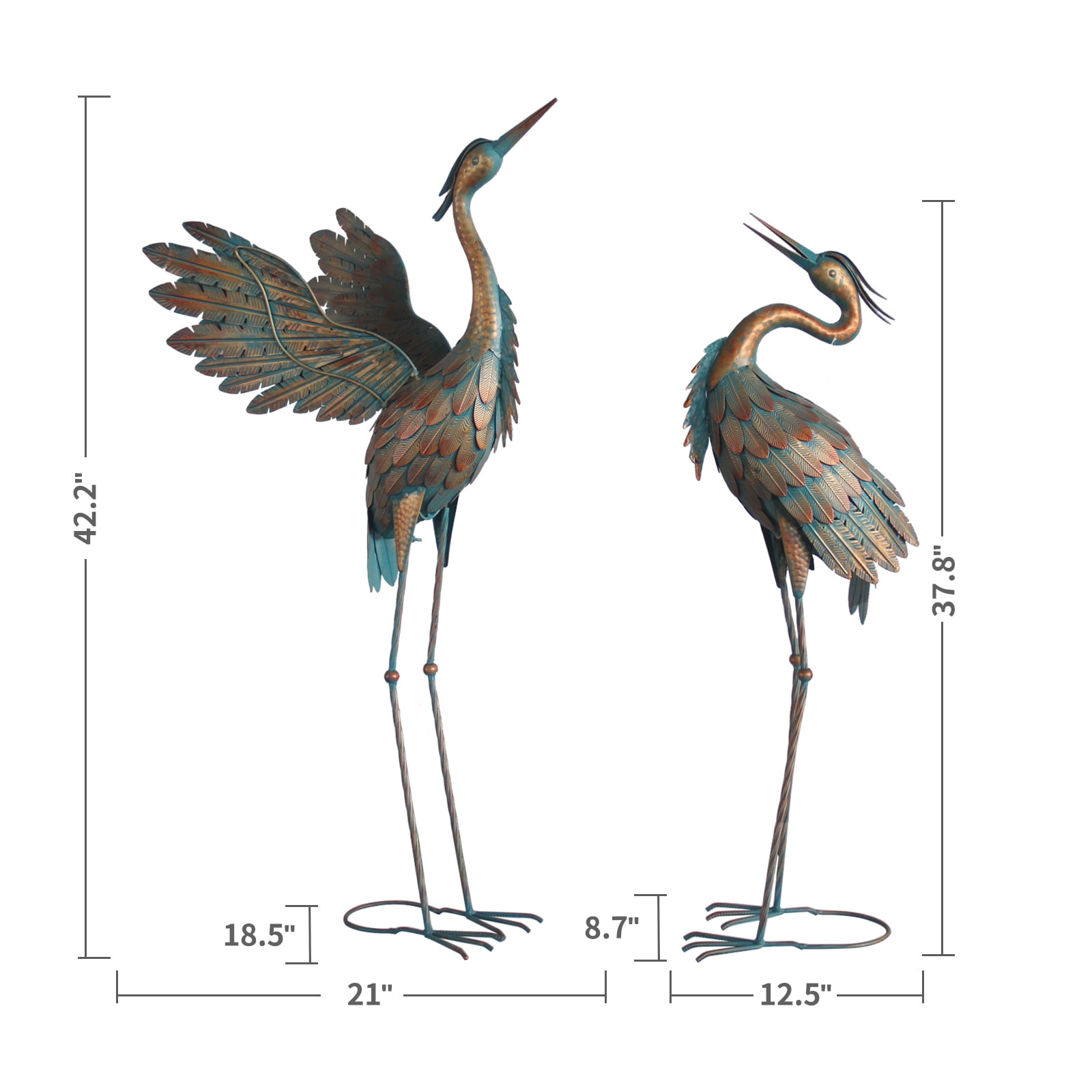 Crane Outdoor Decor Statue, Heron Garden Statue Metal Yard Art Outdoor Decoy, Garden Sculptures & Statues for Yard/Lawn/Pond/Outdoor Decoration, 1Pc, 42 Inch