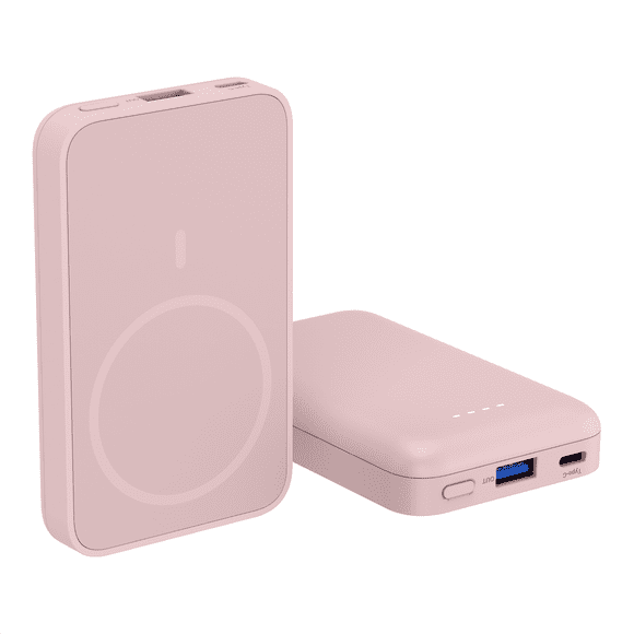 Powerology Banque d'Alimentation MagSafe Compatible 5000 mAh - Rose Batterie externe rose compatible MagSafe