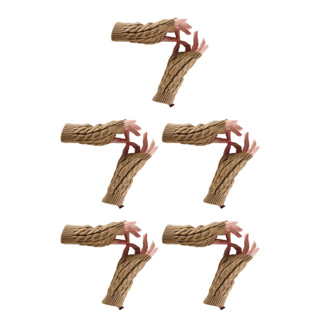 ZLight 1 Pair Fingerless Mittens Fashionable Simple Knitting Craft Clothes Accessory for Decoration Keeping-warm Wear Light tan 5Set