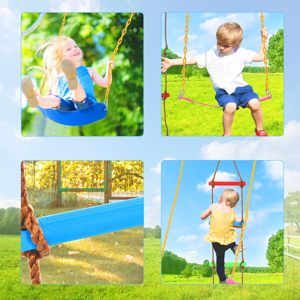 iYofe 4-in-1 Metal Swing Set Outdoor, Toddler Swing Set with
