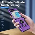 thumbnail image 5 of Dteck for Samsung Galaxy Z Flip 6 Case with Back Screen Protector + Hinge Protection + Finger Ring Metal Kickstand, Heavy Duty Shockproof Rugged Protective Cover for Samsung Galaxy Z Flip 6,Purple, 5 of 8