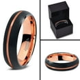 thumbnail image 4 of P. Manoukian Tungsten Wedding Band Ring 4mm for Men Women Black & 18K Rose Gold Plated Offset Line Dome Brushed Polished Lifetime Guarantee Size 12.5, 4 of 4