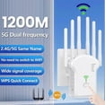 thumbnail image 3 of 5G 1200Mbps Wireless WiFi Repeater WiFi Signal Repeater 2.4G 5.8G Dual-Band Wi Fi Extender 6 Antenna Network Amplifier WPS Router 2024 New, 3 of 5