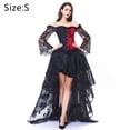 thumbnail image 2 of Corsé bustier de encaje steampunk para mujer de BlackRed, con hombros descubiertos y falda alta y baja, para fiesta, 2 of 5
