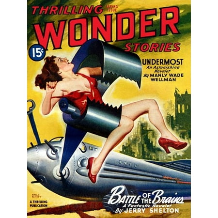 Vintage Sci Fi Thrilling Wonder Stories Canvas Art -  (18 x 24)