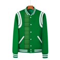 thumbnail image 1 of QueenLine Goose down baseball leather sleeve wool thickened college style warmth American style jacket, 1 of 11