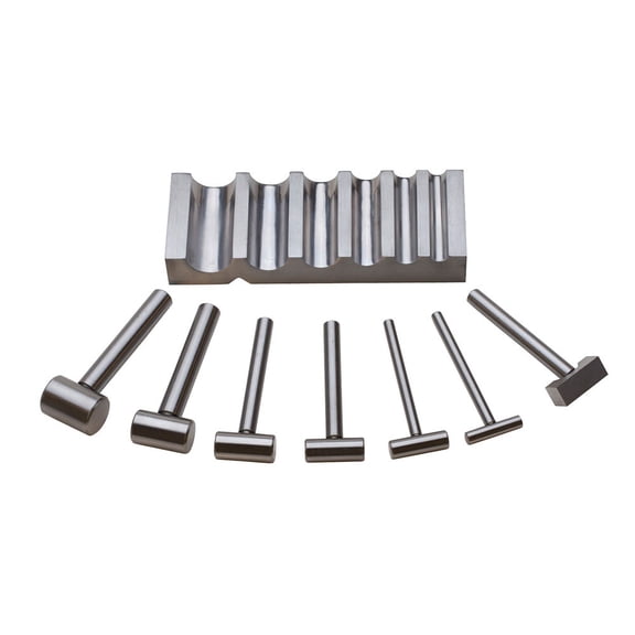 Eurotool U-Channel (Swage) Metal Block with Hammer Punches, Hardened Steel