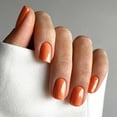 thumbnail image 3 of Uñas postizas Press On HPYFOI cortas cuadradas color naranja, 24 piezas, 3 of 6